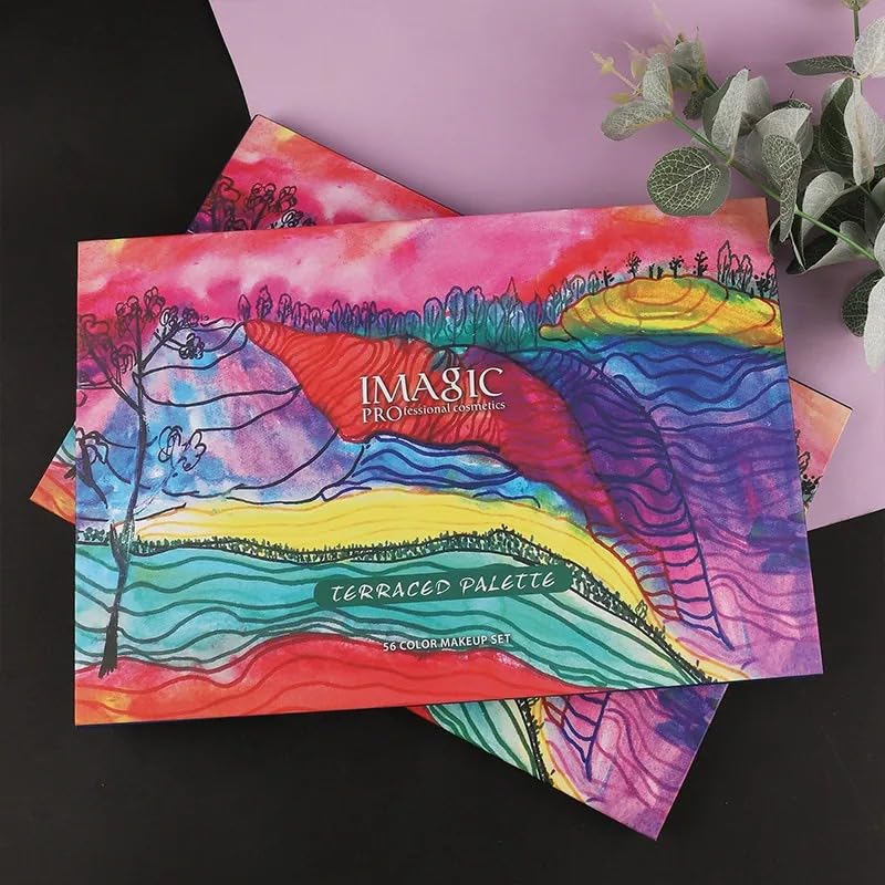COSLUXE IMAGIC Cosmetic 56-Color Eyeshadow Palette, Rich Colour 4 in 1 Eyeshadow Long Lasting Shimmer Matte Eye Makeup Blush & Highlight & Contour 90g