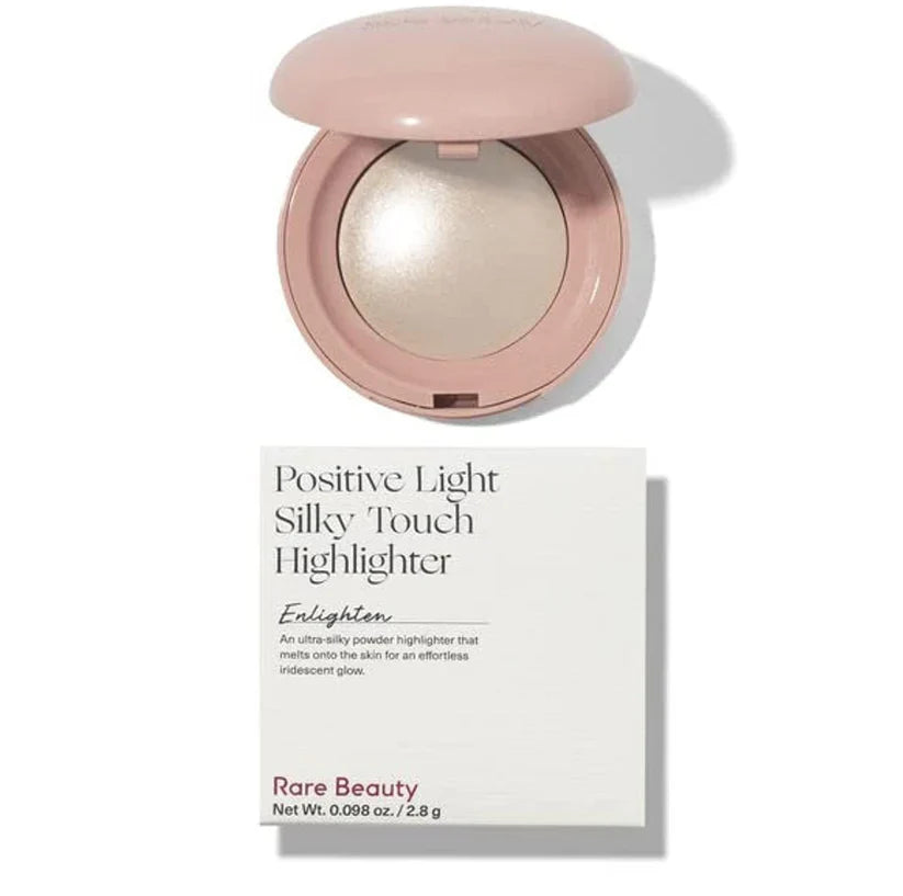 Rare Beauty Positive Light Silky Touch Highlighter – Enlighten (Cool Champagne) | Ultra-Silky, Glass-Like Glow | 2.8 g