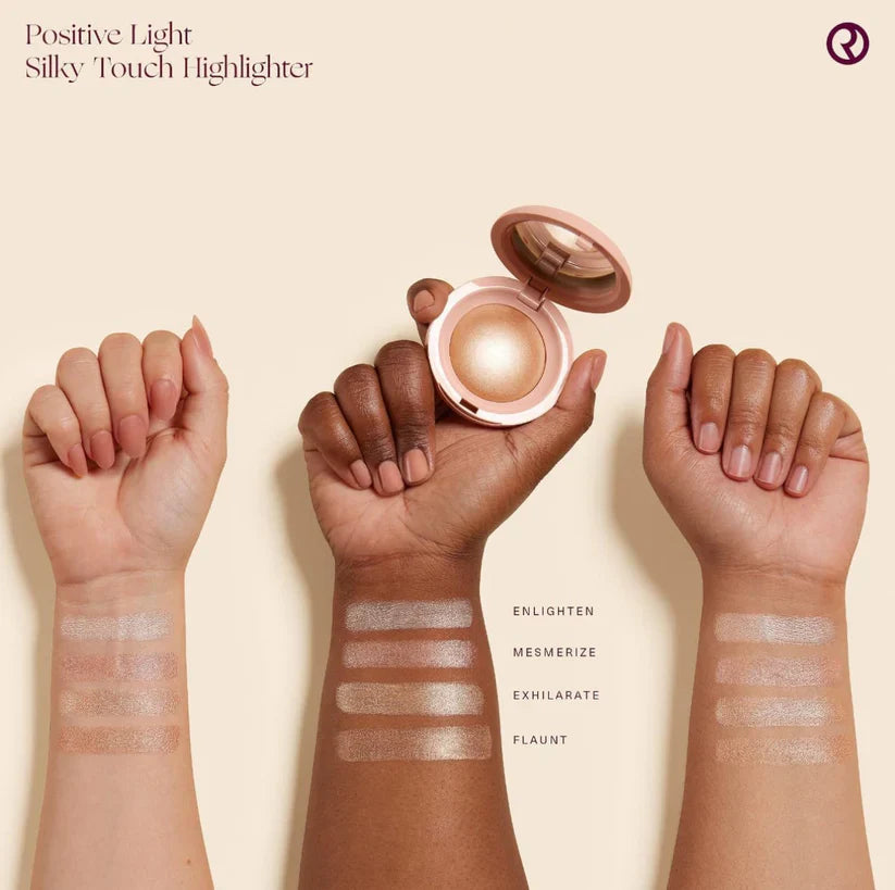 Rare Beauty Positive Light Silky Touch Highlighter – Enlighten (Cool Champagne) | Ultra-Silky, Glass-Like Glow | 2.8 g