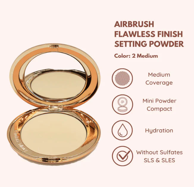 Charlotte Tilbury Airbrush Flawless Finish Compact – Smoothing, Pore-Blurring Pressed Powder | 8 g(AUTHENTIC)